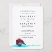 Invitation Aquarelle romantique Bateau à voile Marine Mariage (Devant)