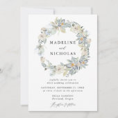 Invitation Aquarelle romantique Blanc & Bleu Floral Mariage (Devant)