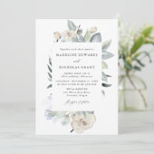 Invitation Aquarelle romantique Blanc Floral Mariage (Debout devant)