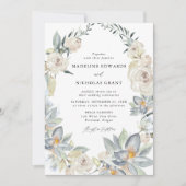 Invitation Aquarelle romantique Blanc Floral Mariage (Devant)
