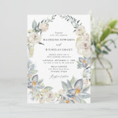 Invitation Aquarelle romantique Blanc Floral Mariage (Debout devant)