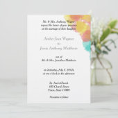 Invitation Aquarelle romantique bleu rose jaune Mariage (Debout devant)