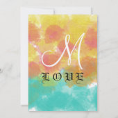 Invitation Aquarelle romantique bleu rose jaune Mariage (Dos)