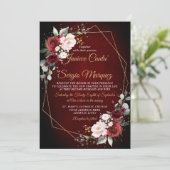 Invitation Aquarelle romantique Bourgogne Florale géométrique (Debout devant)