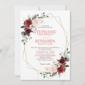 Invitation Aquarelle romantique Bourgogne Florale géométrique (Devant)