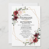Invitation Aquarelle romantique Bourgogne Florale géométrique (Devant)