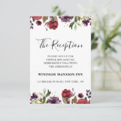 Invitation Aquarelle romantique Bourgogne Rouge Blush Rose Fl (Debout devant)