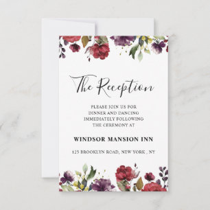 Invitation Aquarelle romantique Bourgogne Rouge Blush Rose Fl