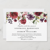 Invitation Aquarelle romantique Bourgogne Rouge Blush Rose Fl (Devant)