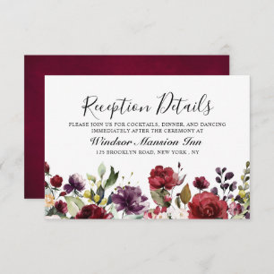 Invitation Aquarelle romantique Bourgogne Rouge Blush Rose Fl