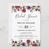 Invitation Aquarelle romantique Bourgogne Rouge Blush Rose Fl (Devant)