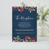 Invitation Aquarelle romantique Bourgogne Rouge Rose Floral (Debout devant)