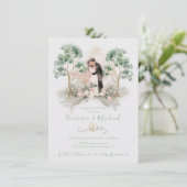 Invitation Aquarelle Romantique Couple Eucalyptus Floral (Debout devant)