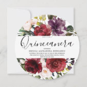 Invitation Aquarelle romantique de rose rouge Quinceanera (Devant)