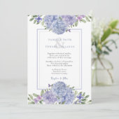 Invitation Aquarelle romantique Dusty Blue Hydrangeas Mariage (Debout devant)