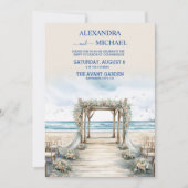 Invitation Aquarelle Romantique Été Mariage Océan (Devant)