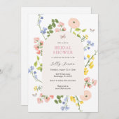 Invitation Aquarelle romantique Fête des mariées florale (Devant / Derrière)