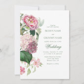 Invitation Aquarelle romantique Fleurs roses Mariage de jardi (Devant)
