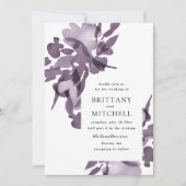 Invitation Aquarelle romantique Floral Améthyste Mariage (Devant)
