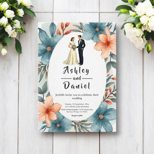 Invitation Aquarelle romantique Floral Bride Et Mariage de ch