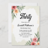 Invitation Aquarelle romantique Floral Elégant 30e anniversai (Devant)