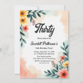 Invitation Aquarelle romantique Floral Été 30e anniversaire (Devant)