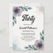 Invitation Aquarelle romantique Floral Purple 30e anniversair (Devant)