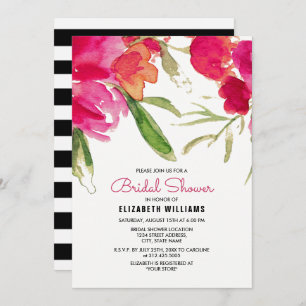 Invitation Aquarelle romantique Fuchsia Fête des mariées flor