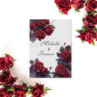 Aquarelle romantique Gris Roses rouges Mariage d'h