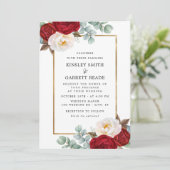 Invitation Aquarelle romantique Mariage floral (Debout devant)