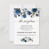 Invitation Aquarelle romantique Marine bleu Blush Rose Floral (Devant)
