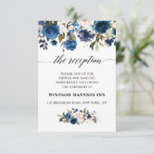Invitation Aquarelle romantique Marine bleu Blush Rose Floral (Debout devant)