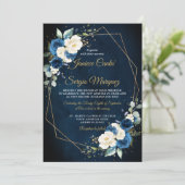 Invitation Aquarelle romantique Marine Flore ivoire géométriq (Debout devant)