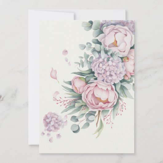 Invitation Aquarelle romantique Peony Hydrangea Mariage (Devant)