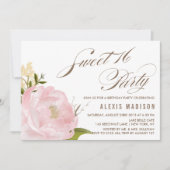 Invitation Aquarelle romantique Peony Sweet 16 fête d'anniver (Devant)
