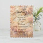 Invitation Aquarelle romantique perles florales Plumes Mariag (Debout devant)