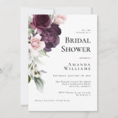Invitation Aquarelle romantique Rose Fête des mariées botaniq (Devant)