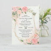 Invitation Aquarelle romantique rose Mariage rose F019 (Debout devant)