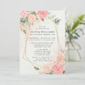 Invitation Aquarelle romantique Rose Mariage rose Floral Invi (Debout devant)