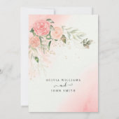 Invitation Aquarelle romantique Rose Mariage rose Floral Invi (Dos)