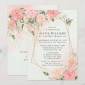 Invitation Aquarelle romantique Rose Mariage rose Floral Invi (Devant / Derrière)