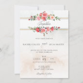Invitation Aquarelle romantique Roses roses roses et calligra (Devant)