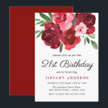 Invitation Aquarelle Romantique Roses Rouges 21e fête d'anniv<br><div class="desc">Aquarelle Romantique Roses Rouges 21e Anniversaire Fête Anniversaire Invitation Voir la collection correspondante en magasin</div>