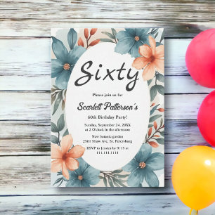 Invitation Aquarelle romantique rustique Floral 60e anniversa