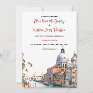 Invitation Aquarelle romantique Venise Italie Mariage