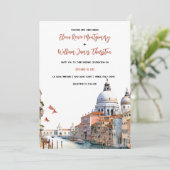 Invitation Aquarelle romantique Venise Italie Mariage (Debout devant)