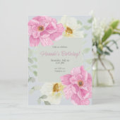 Invitation Aquarelle rose (Debout devant)