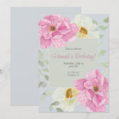 Invitation Aquarelle rose (Devant / Derrière)