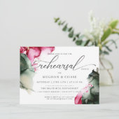 Invitation Aquarelle rose Abstrait et vert sage (Debout devant)