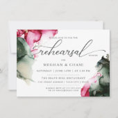 Invitation Aquarelle rose Abstrait et vert sage (Devant)